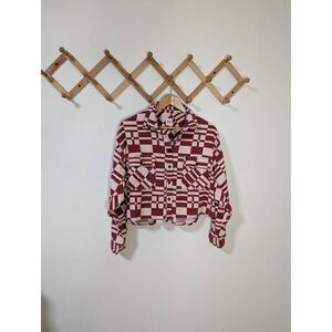 BDG Red and White Checkered Button Down Shirt